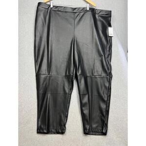 Nine West Pull On Legging Mid Rise Faux Leather Pants Womens Plus 3X Grunge Goth